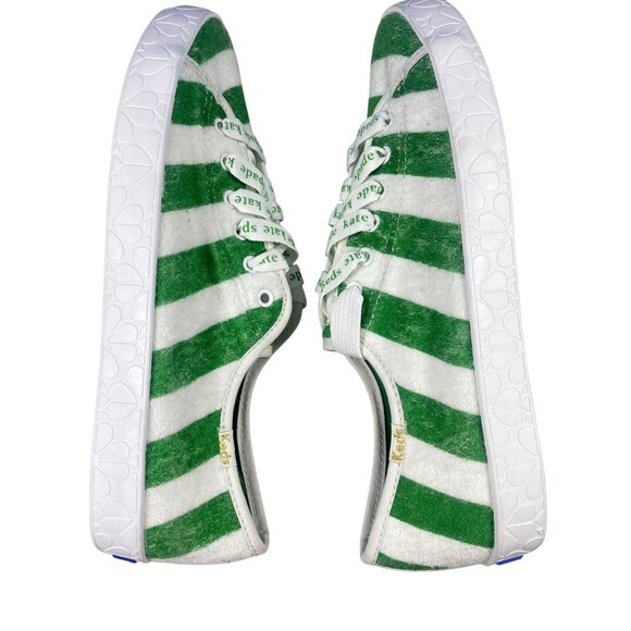NEW Keds X Kate Spade W's 10 NY Kickstart Logo Foxing Terry Sneakers Green White - Picture 6 of 15
